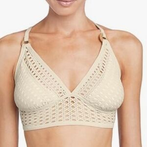 Robin Piccone Women Marlow Halter lace Bikini Top Ecru beige sz Medium  US 8-10